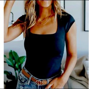 Free people square neck bodysuit xs